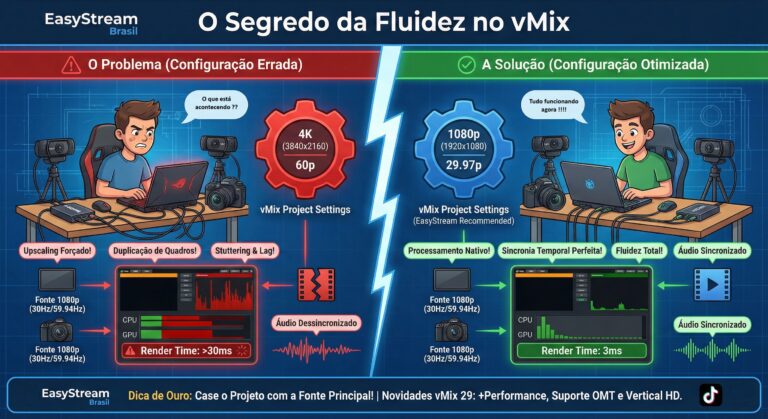 Formato e quadros da area de trabalho vMix